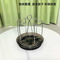 跨境现货不锈钢水杯收纳架多用途玻璃杯倒挂沥水带接水盘杯架厂家