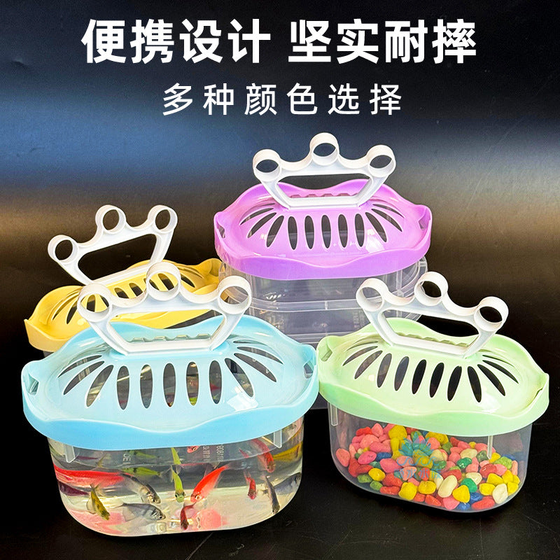 Kids Turtle Tank, Portable Plastic Reptile Carrier, Clear Small Fish Tank for Pet Transport