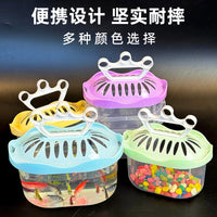 Kids Turtle Tank, Portable Plastic Reptile Carrier, Clear Small Fish Tank for Pet Transport