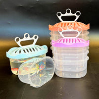 Kids Turtle Tank, Portable Plastic Reptile Carrier, Clear Small Fish Tank for Pet Transport