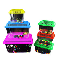 Portable Plastic Fish Tank Transparent Turtle Box Betta Cup Pet Carrier for Small to Large Aquatic Pets