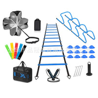Soccer Training Agility Ladder Set with Resistance Parachute, Disc Cones, and Jump Rope