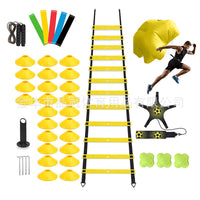 Soccer Training Agility Ladder Set with Resistance Parachute, Disc Cones, and Jump Rope
