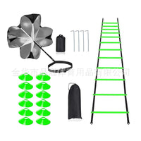 Soccer Training Agility Ladder Set with Resistance Parachute, Disc Cones, and Jump Rope