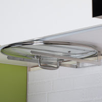 Kitchen 304 Stainless Steel Pot Lid Holder Wall-Mounted Punch-Free Storage Rack for Cabinet