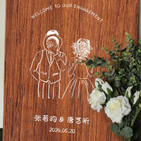 Wooden Grain Wedding Welcome Sign Board for Engagement Ceremony and Event Decoration