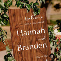 Wooden Grain Wedding Welcome Sign Board for Engagement Ceremony and Event Decoration