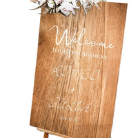 Wooden Grain Wedding Welcome Sign Board for Engagement Ceremony and Event Decoration