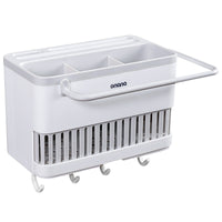 Wall-Mounted Punch-Free Multifunctional Chopstick Holder with Drain, Kitchen Utensil Organizer and Knife Rack