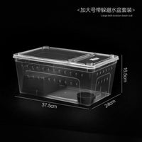 Reptile Pet Breeding Box with Coconut Shell Hideout Cave and Food Bowl for Spiders, Scorpions, Mantises, Geckos