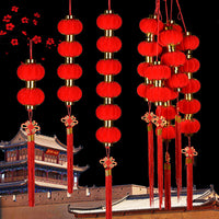 Flocked Red Lantern String Garland for Chinese New Year Wedding Decoration