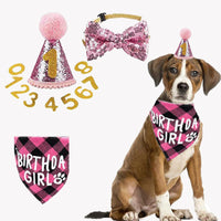 Pet Birthday Party Set Dog Bandana Hat Bow Tie Decoration Props