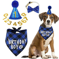 Pet Birthday Party Set Dog Bandana Hat Bow Tie Decoration Props