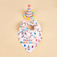 Pet Dog Birthday Bandana and Party Hat Set - Saliva Towel Scarf for Dogs, Cats, and Small Animals