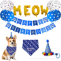 New Pet Birthday Party Decoration Set Aluminum Foil Balloons Banner Pom-Pom Hat Dog Bandana Saliva Towel