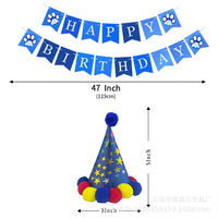 New Pet Birthday Party Decoration Set Aluminum Foil Balloons Banner Pom-Pom Hat Dog Bandana Saliva Towel