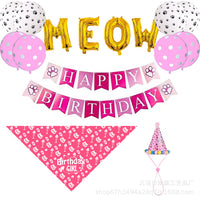 New Pet Birthday Party Decoration Set Aluminum Foil Balloons Banner Pom-Pom Hat Dog Bandana Saliva Towel
