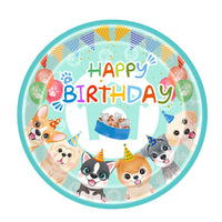 Blue Dog Theme Birthday Party Decorations Disposable Cake Paper Plates Cute Cartoon Banner Atmosphere Layout
