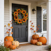 Harvest Thanksgiving Simulation Sunflower Green Leaf Wreath Home Decor Wall Hanging Door Garland