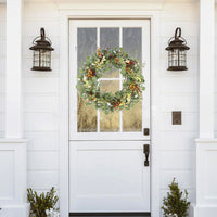 Autumn Thanksgiving Artificial Green Leaf Berry PE Wreath Home Decor Door Wall Hanging Ornament
