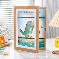 Flip Magnetic Photo Frame Kids Art Frames A4 Children's Wooden Frame Decorative Picture Frame