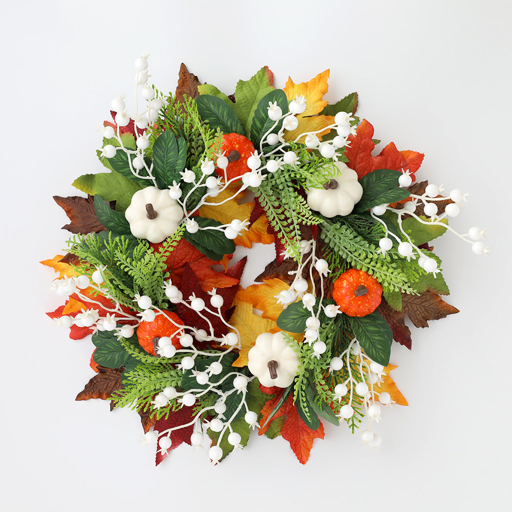 Tingzhi 2026 New Thanksgiving Wreath Artificial Green Plant Harvest Festival Maple Leaf Door Hanging Home Decor Wall Hanging