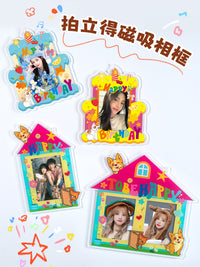 Acrylic Photo Frame for 3-inch Instant Photos and Mini Cards, Magnetic Display Stand, Creative Birthday Gift, Refrigerator Magnet