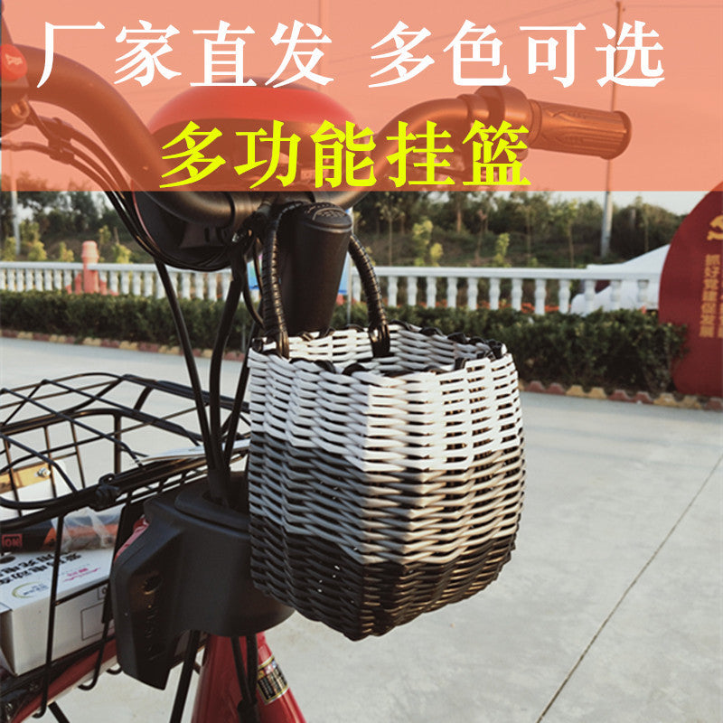 Plastic Woven Basket for Kitchen Storage, Retro Wall-Mounted Hand-Woven Small Flower Basket, Rattan-Style Hanging Basket for Onion, Ginger, Garlic