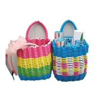 Plastic Imitation Rattan Woven Single Ear Hanging Basket, Small Portable Storage Basket, Flower Basket, Electric Vehicle Hanging Basket, Bath Basket