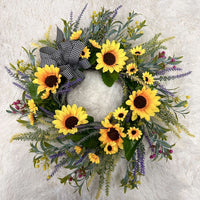 New Cross-border Amazon Spring Summer Sunflower Lavender Wreath Simulation Flower Decoration Pendant