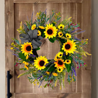 New Cross-border Amazon Spring Summer Sunflower Lavender Wreath Simulation Flower Decoration Pendant