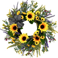 New Cross-border Amazon Spring Summer Sunflower Lavender Wreath Simulation Flower Decoration Pendant