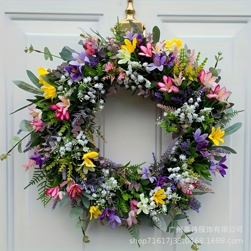 Spring Eucalyptus Lavender Floral Wreath for Front Door Wall Decor