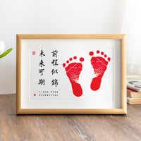 Baby Handprint Footprint Photo Frame with Clay Kit - Newborn to One Year Keepsake Display - Tabletop or Wall Mount