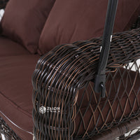 Outdoor Wicker Swing Chair Garden Patio Triple Seater Hanging Chair Balcony Leisure Furniture Double Rocking Chair Set