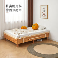 Montessori Floor Bed for Kids Room with Storage Drawers, Solid Wood Platform Bed for Children