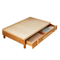 Montessori Floor Bed for Kids Room with Storage Drawers, Solid Wood Platform Bed for Children