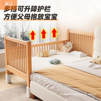 Adjustable Height Beech Wood Splice Bed Solid Wood Children's Bed Baby Bed Enlarged Widened Splice Bed for Kids and Adults