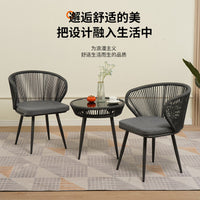 Outdoor Patio Bistro Set, 3-Piece Wicker Rattan Furniture with 2 Chairs and Glass Top Table, Weather Resistant for Balcony Porch Garden