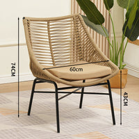 Outdoor Patio Bistro Set, 3-Piece Wicker Rattan Furniture with 2 Chairs and Glass Top Table, Weather Resistant for Balcony Porch Garden