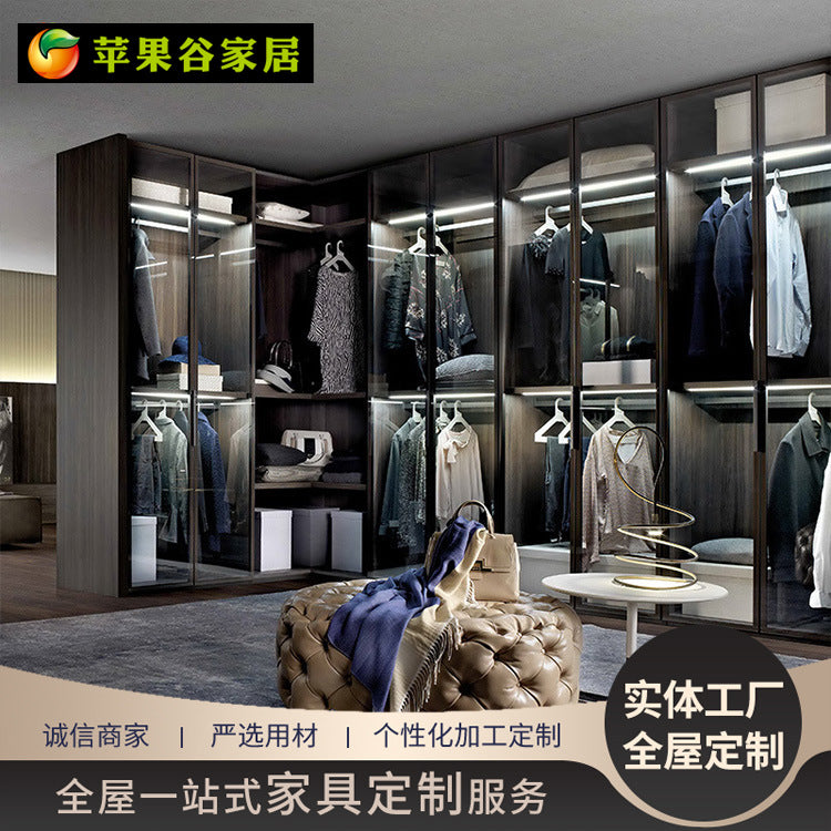 Prague Love Light Luxury Open Wardrobe Solid Wood Bedroom Closet Design
