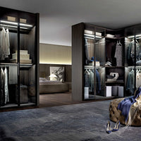 Prague Love Light Luxury Open Wardrobe Solid Wood Bedroom Closet Design
