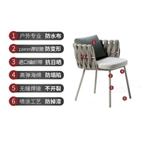 Outdoor Patio Dining Set Woven Rattan Chairs Aluminum Alloy Hotel Cafe Courtyard Furniture