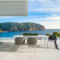 Outdoor Patio Dining Set Woven Rattan Chairs Aluminum Alloy Hotel Cafe Courtyard Furniture