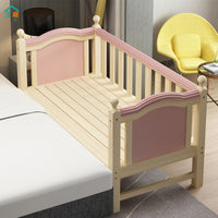 Solid Wood Kids Bed with Guardrail, Toddler Floor Bed Extension for Boys Girls, Baby Side Sleeper