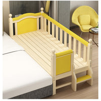 Solid Wood Kids Bed with Guardrail, Toddler Floor Bed Extension for Boys Girls, Baby Side Sleeper