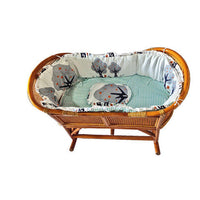 Vintage Hand-Woven Bamboo Baby Cradle Rocker Bassinet for Infants and Toddlers