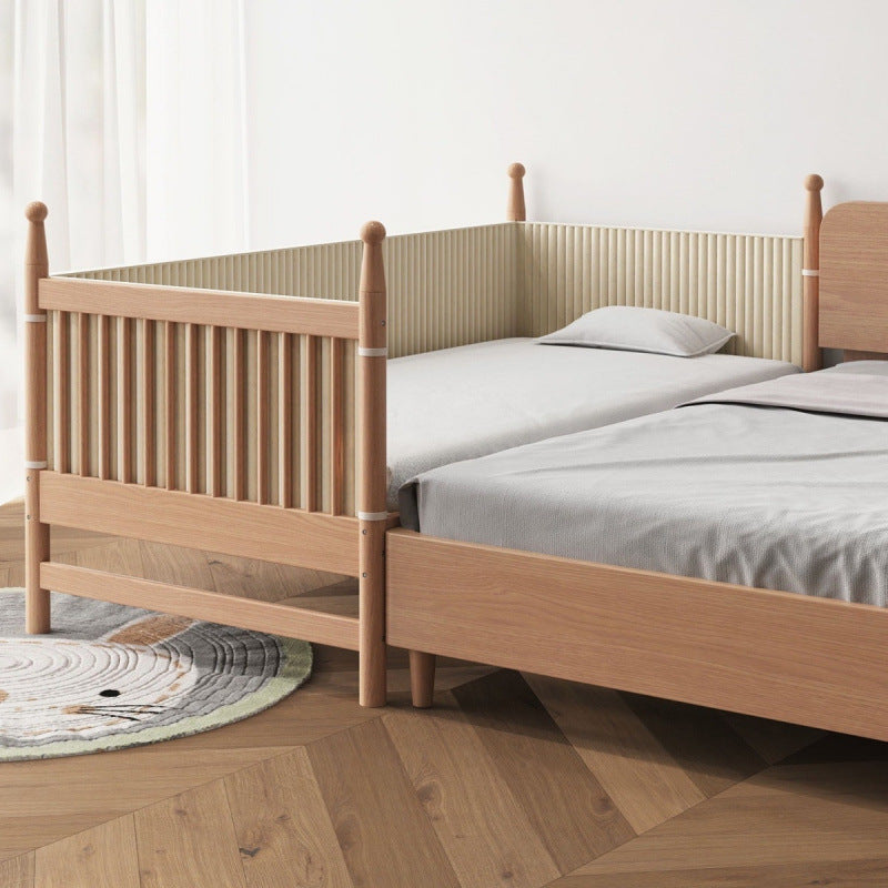 Walnut Children's Bed with Guardrail, Solid Wood Baby Cot, Single Bed, Crib Side Bed, Infant Widened Bed