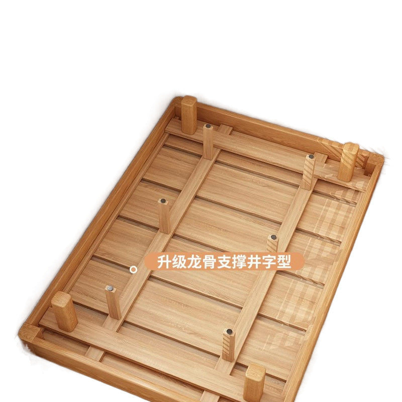 Kids Solid Wood Montessori Floor Bed Platform for Girls and Boys, Single Floating Bed Frame without Headboard