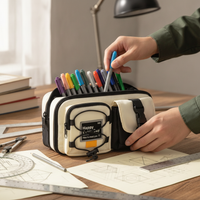 2025 New Large Capacity Canvas Pencil Case for Students, Multi-functional & Dirt-Resistant